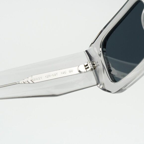 NEW Prada PR06YS 12R09T Transparent Grey Dark Grey Rectangle Unisex Sunglasses - Picture 9 of 11